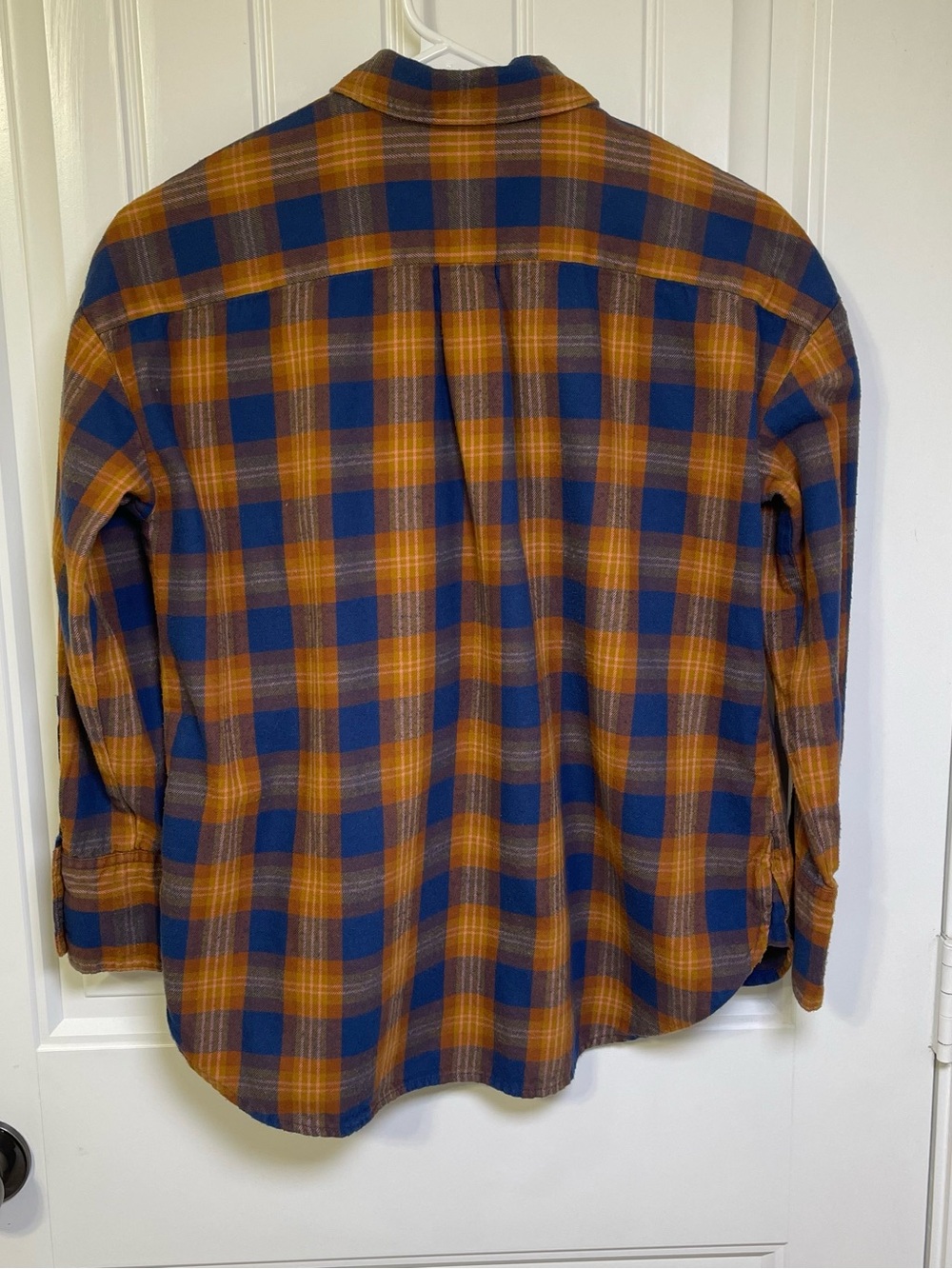 Madewell Womens Plaid Flannel Shirt XS Blue Orange Pink Cozy Autumn Fall Winter - Picture 3 of 11